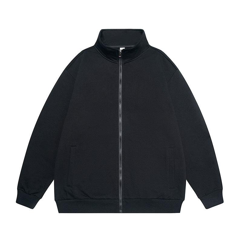 Herren Oversize Sweatjacke mit Stehkragen, durchgehendem Reißverschluss und geripptem Saum Drune