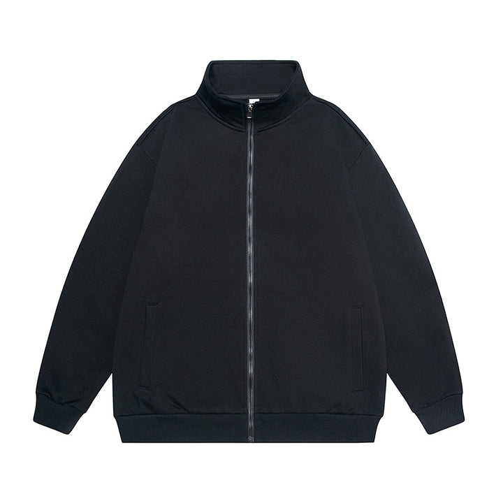 Herren Oversize Sweatjacke mit Stehkragen, durchgehendem Reißverschluss und geripptem Saum Drune