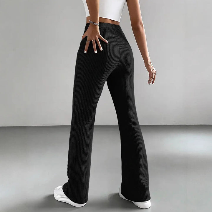 Damen Elegante und bequeme Rippen-Hose mit hohem Bund Drune