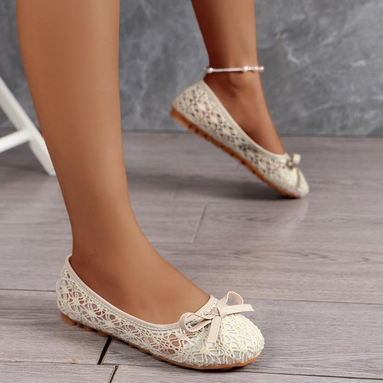 Damen Ballerinas mit filigranem Spitzen-Design und zarter Schleifen-Applikation Drune