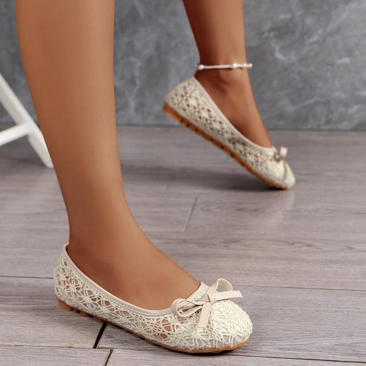 Damen Ballerinas mit filigranem Spitzen-Design und zarter Schleifen-Applikation Drune