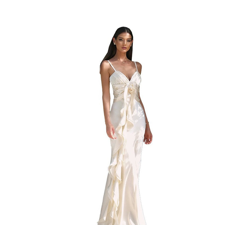 Damen Langärmeliges Maxikleid mit raffinierten Drapierungen Drune