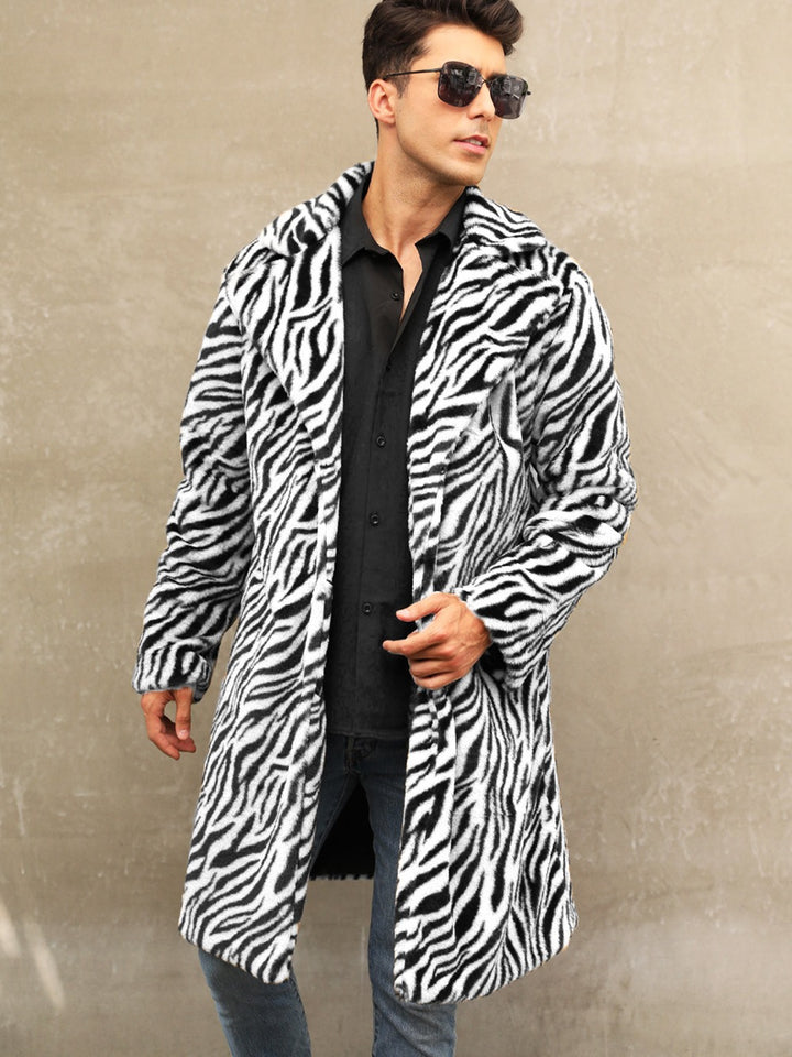 Herren Modischer und bequemer Zebra-Fellmantel Drune