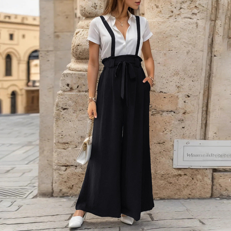 Damen stylischer Jumpsuit mit verstellbaren Trägern und elegantem Taillenband Drune