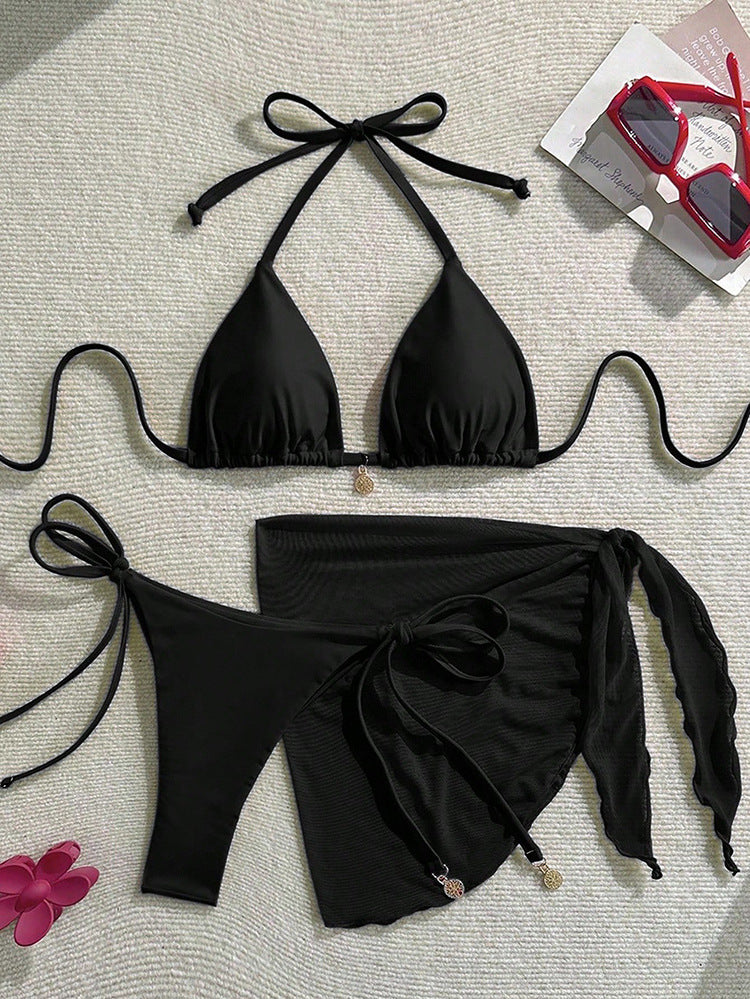 Damen Bikiniset mit modischem Wickelrock und raffinierten Bindebändern Drune