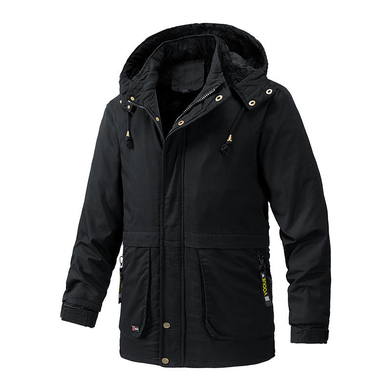 Herren Canvas-Parka mit Sherpa-Innenseite, verlängerter Schnitt und Utility-Ärmeltasche Drune