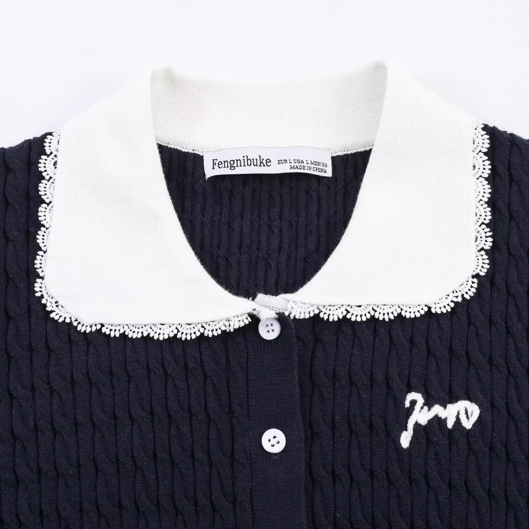 Damen Strickbluse mit eleganter Kragenverzierung Drune