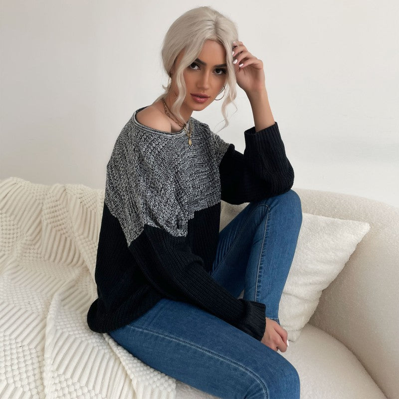 Damen Lässiger Strickpullover mit asymmetrischem Design Drune