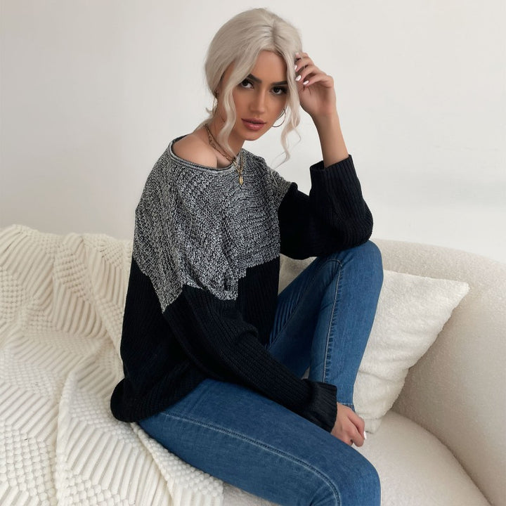 Damen Lässiger Strickpullover mit asymmetrischem Design Drune
