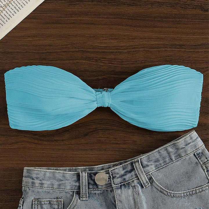 Damen Bandeau-Bikini-Oberteil mit Plissee-Design Drune