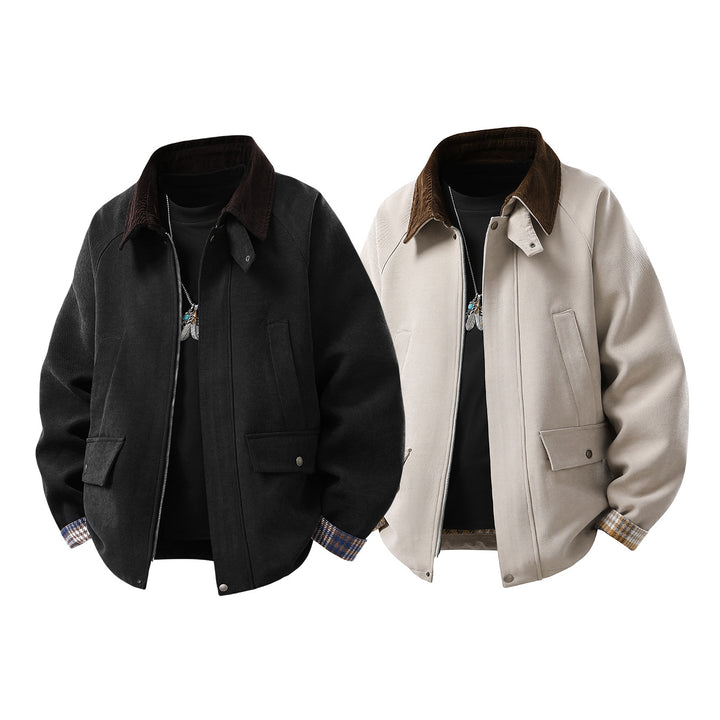 Herren Komfortabler Kurzblouson mit Cordkragen und karierter Innenmanschette Drune