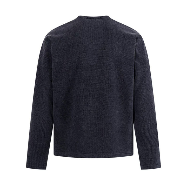 Herren Waffelstrick-Henleyshirt mit Knopfleiste und lässigem Regular-Fit Drune