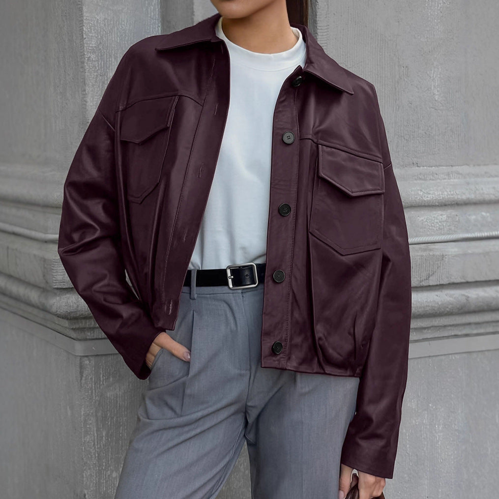 Damen Kunstlederjacke mit praktischen Taschen und modernem Schnitt Drune