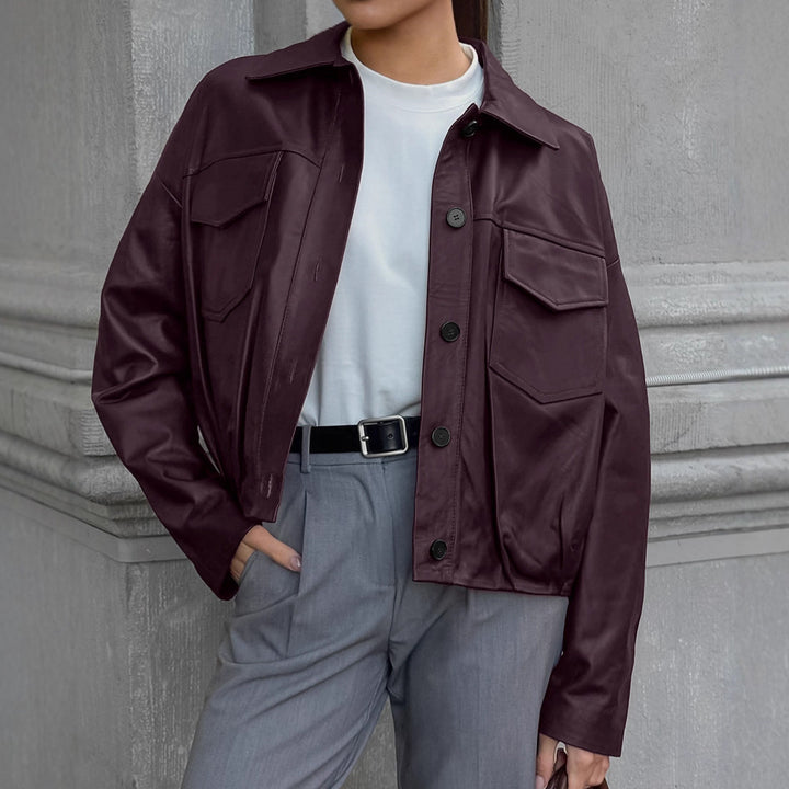 Damen Kunstlederjacke mit praktischen Taschen und modernem Schnitt Drune
