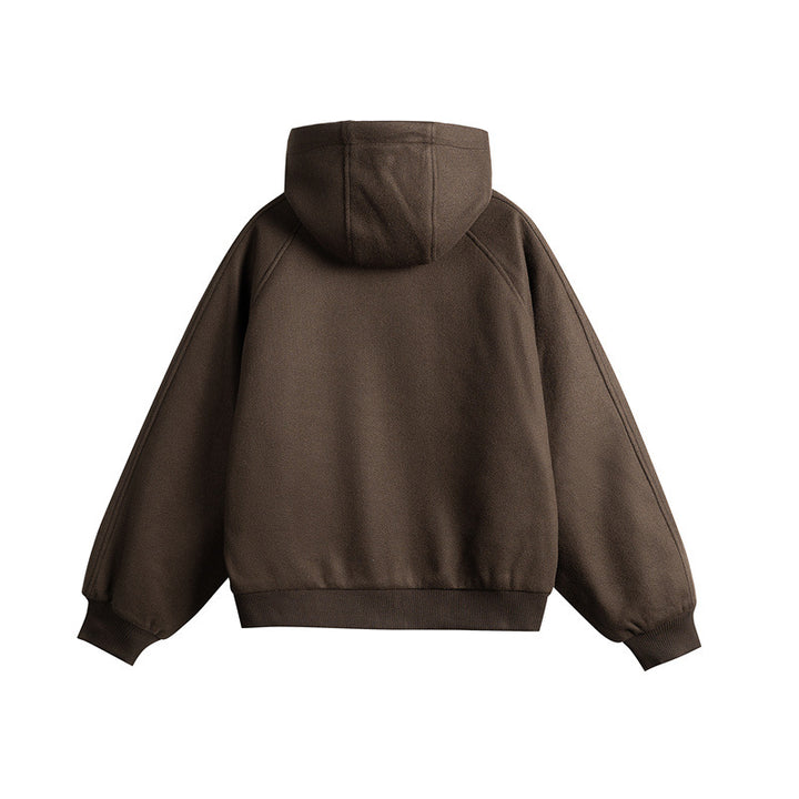 Unisex Oversize Kapuzenblouson aus Wollmix mit Reißverschluss und Kängurutaschen Drune