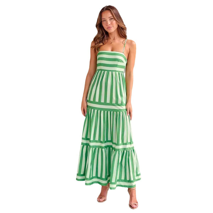 Damen Maxikleid mit schmalen Trägern und gestreiftem Design Drune