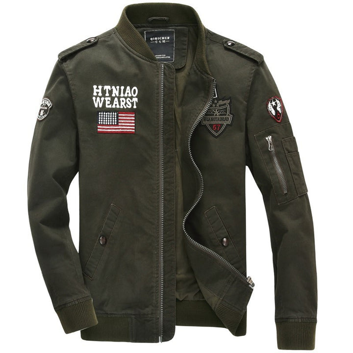 Herren Military‑Aviator Blouson mit Patchapplikationen, Ärmeltasche und Epauletten Drune