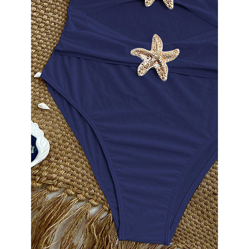 Damen Bandeau-Bikini-Set mit elegantem Wickeldesign und glamourösen Muscheldetails Drune