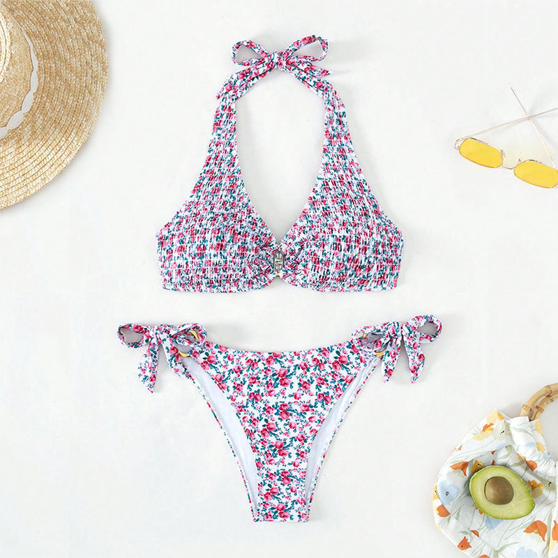 Damen Triangel-Bikini mit verstellbaren Trägern und floralem Design Drune