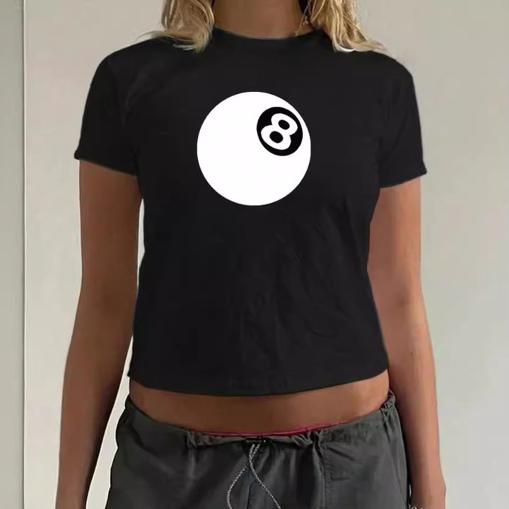 Damen cropped T-Shirt mit einzigartigem 8-Ball-Motiv und lässigem Schnitt Drune