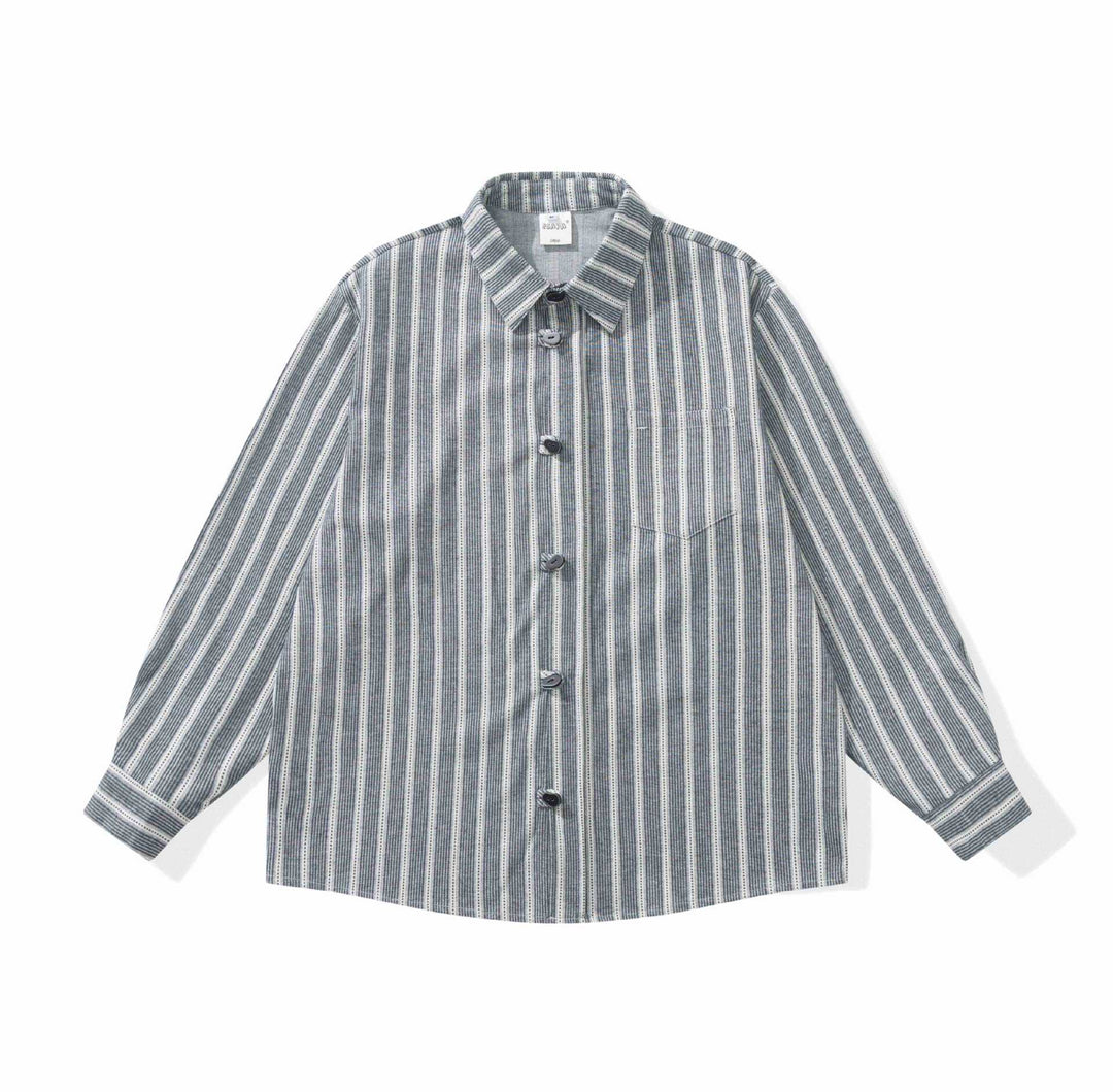 Damen Gestreifte Overshirt‑Hemdjacke mit Brusttasche Drune