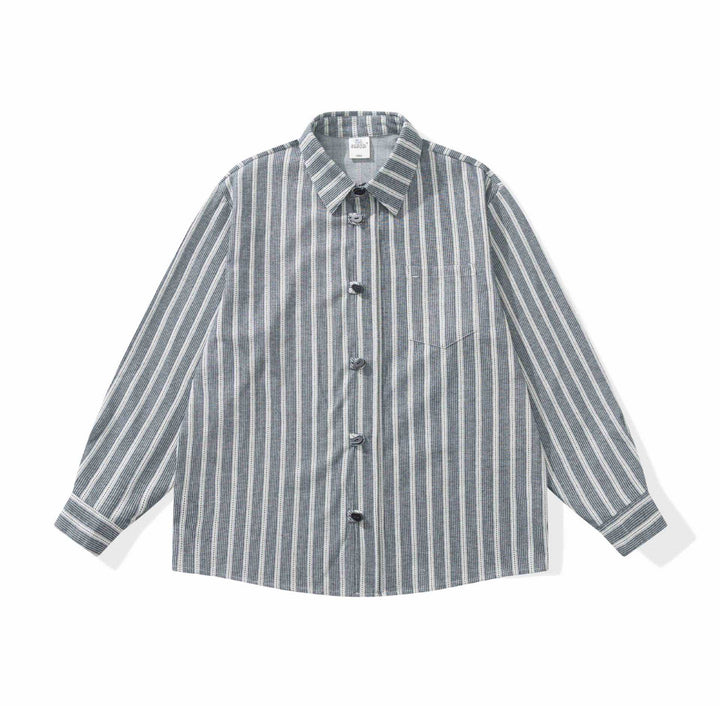 Damen Gestreifte Overshirt‑Hemdjacke mit Brusttasche Drune