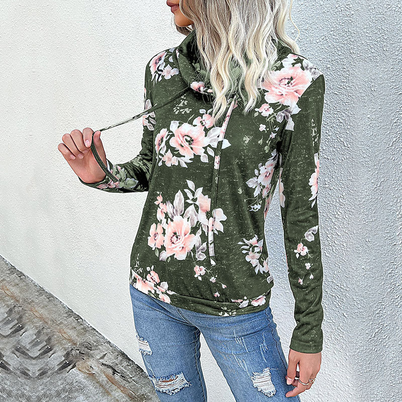 Damen Floral Motiv Hoodie Drune
