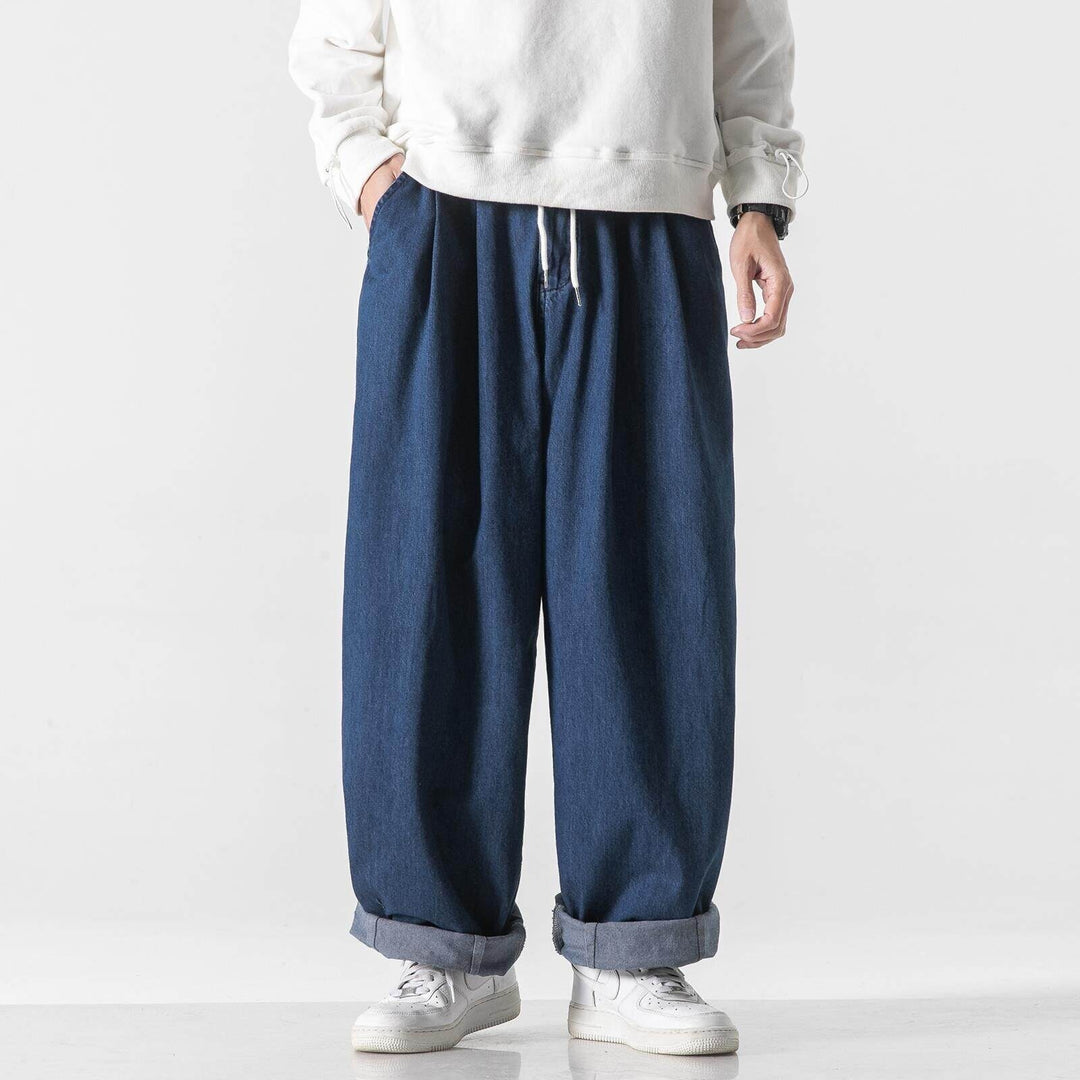 Herren Extraweite Baggy-Hose mit Tunnelzugbund und umgeschlagenem Saum Drune