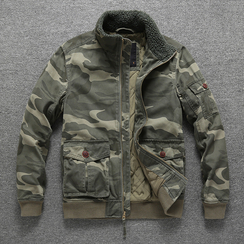 Herren Gefütterte Utility-Fieldjacke mit Teddykragen und Mehrfachtaschen Drune
