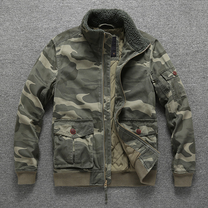 Herren Gefütterte Utility-Fieldjacke mit Teddykragen und Mehrfachtaschen Drune