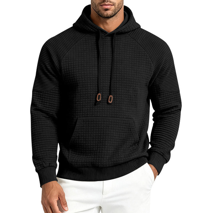 Herren Strukturierter Kapuzenpullover aus Waffeljersey mit Kängurutasche und Raglanärmeln Drune