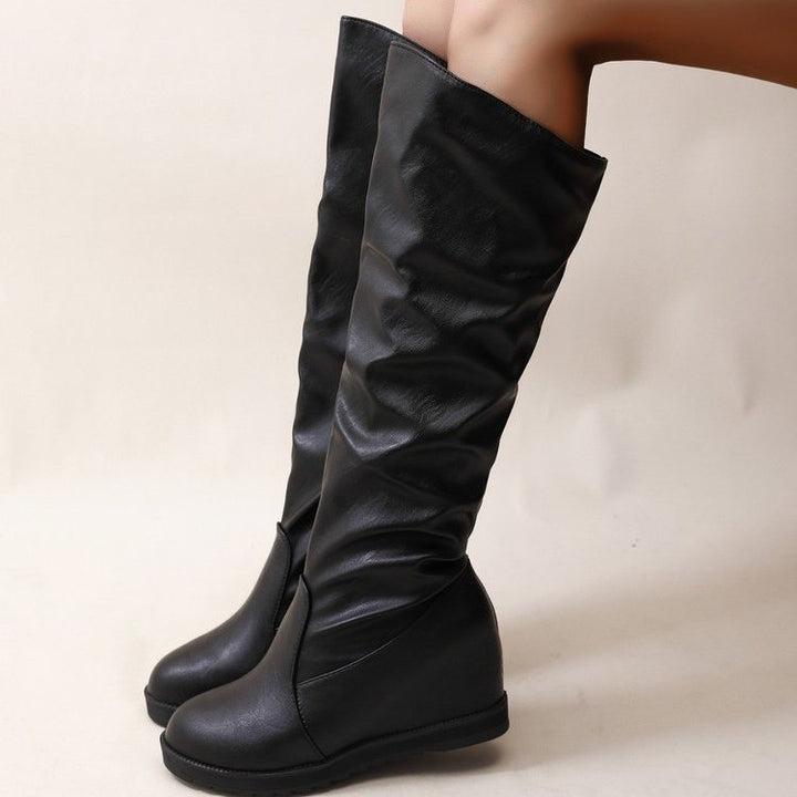 Damen Overknee-Stiefel mit schickem Raffungseffekt und modischem Blockabsatz Drune
