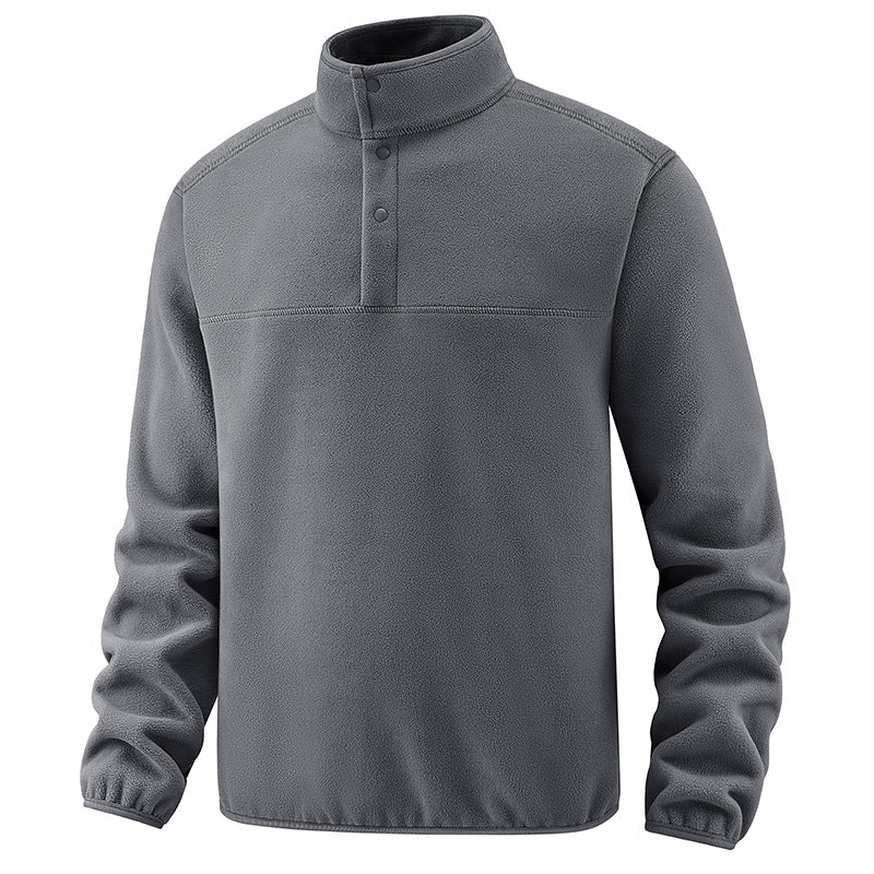 Herren Fleece-Pullover mit Stehkragen und Druckknopf-Leiste für wärmende Zwischenschicht Drune