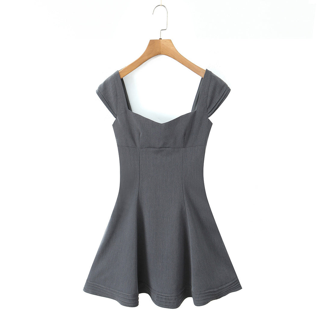 Damen A-Linien Kleid mit schickem Herz-Ausschnitt und eleganten Puffärmeln Drune