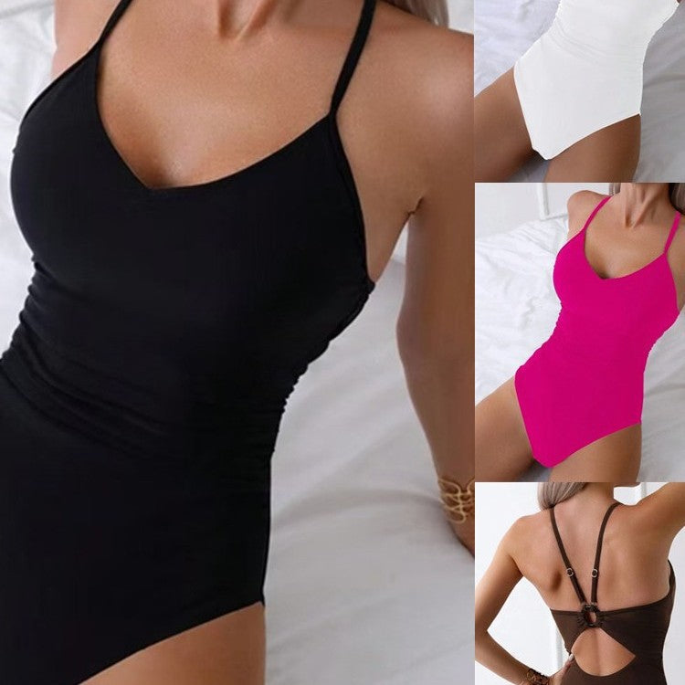 Damen Eleganter Einteiler mit verstellbaren Spaghettiträgern Drune