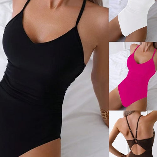 Damen Eleganter Einteiler mit verstellbaren Spaghettiträgern Drune