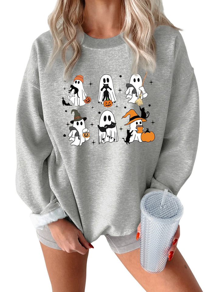Damen Sweatshirt mit kreativem Gruselmotiv Drune