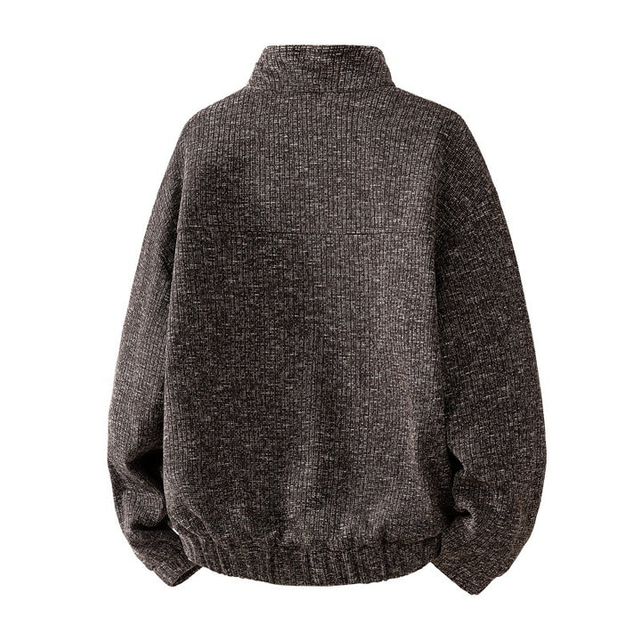 Herren strukturiertes Oversize-Sweatshirt mit Stehkragen, Druckknopfblende und Kängurutasche Drune