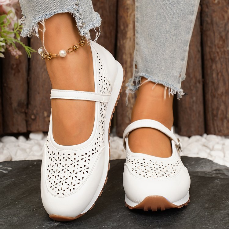 Damen Atmungsaktive Ballerinas mit dekorativer Perforation Drune
