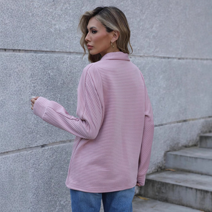 Damen Pullover mit hohem Kragen und strukturiertem Rippdesign Drune