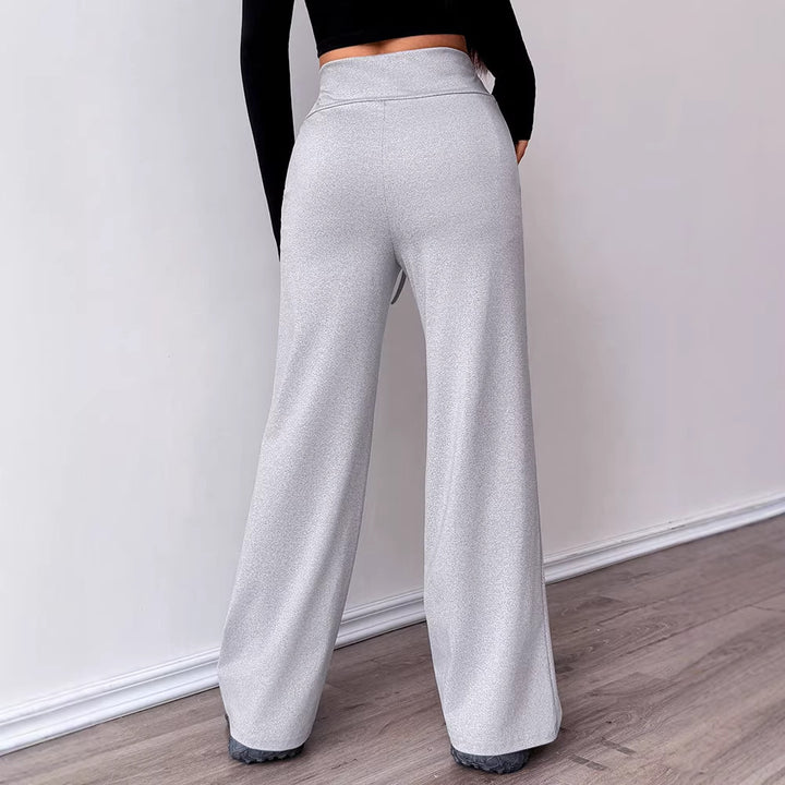 Damen Bequeme Sporthose mit hoher Taille und Kordelzug Drune