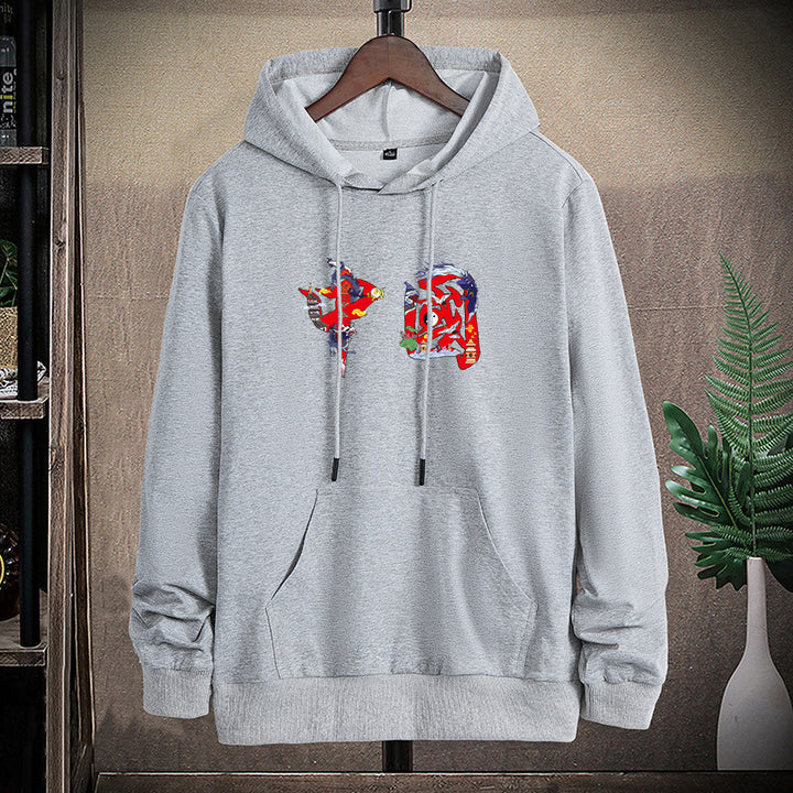 Unisex Kapuzen-Sweatshirt mit Kängurutasche und auffälligem Grafikprint Drune