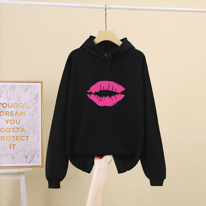 Damen Hoodie mit auffälligem Lippenmotiv Drune