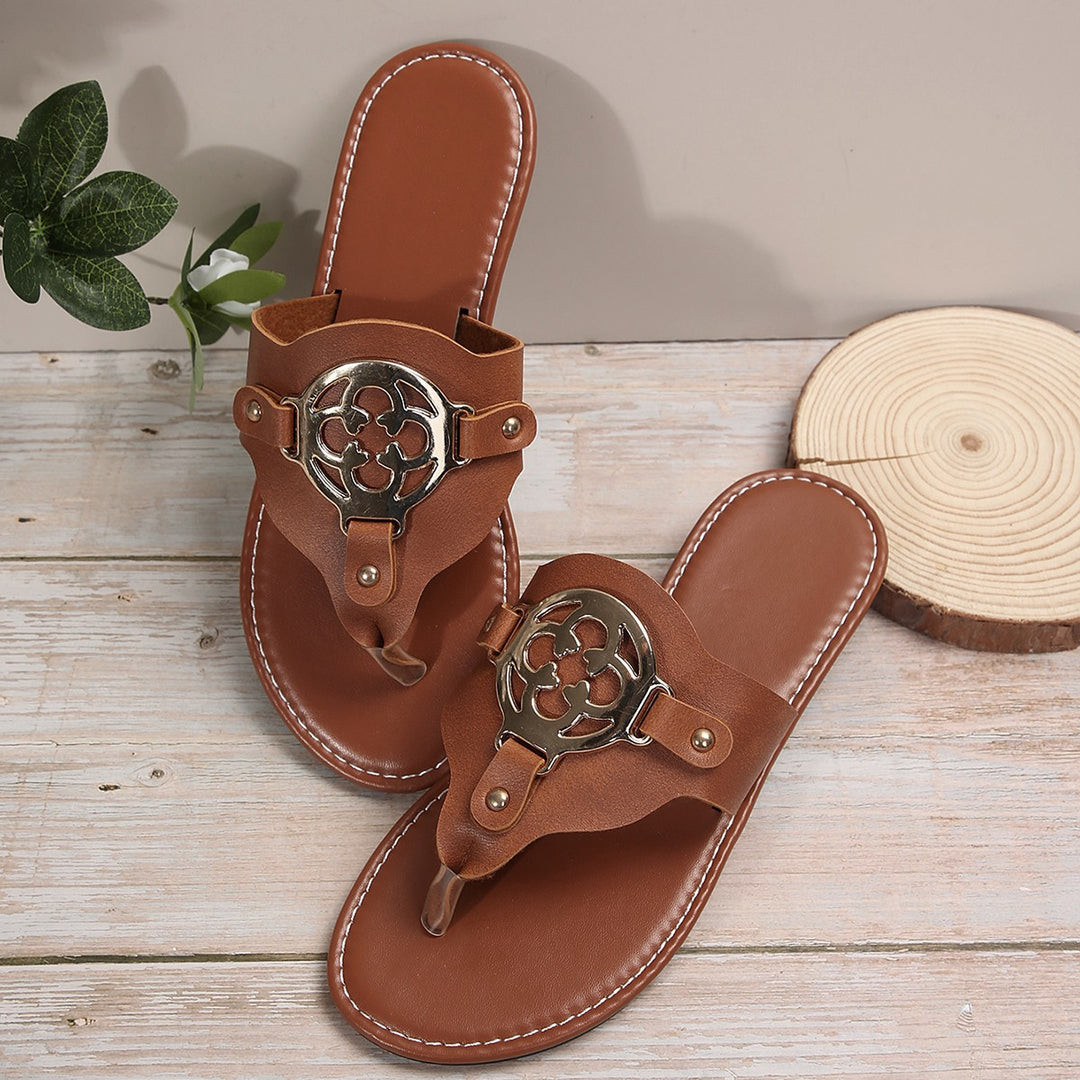 Damen Flip-Flops mit modischer Metallschnalle Drune