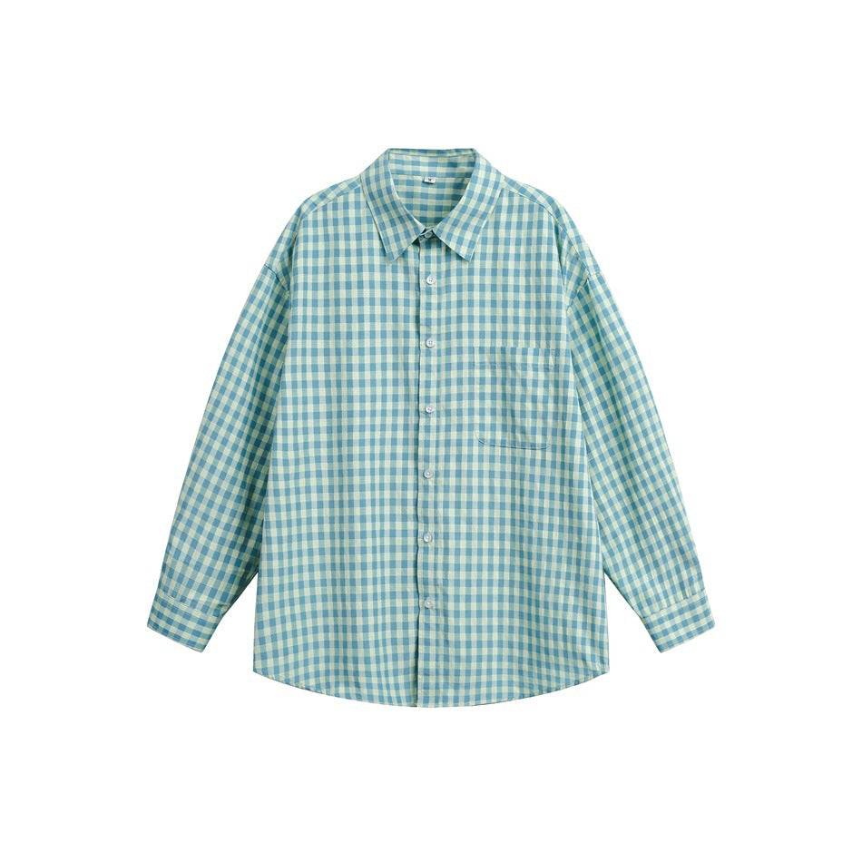 Damen Oversize‑Hemdbluse im Gingham‑Karo mit Brusttasche Drune