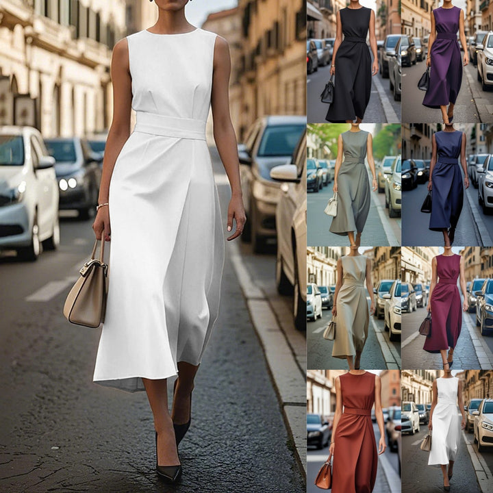 Damen elegantes Maxikleid mit schlanker Silhouette und seitlichem Schlitz Drune