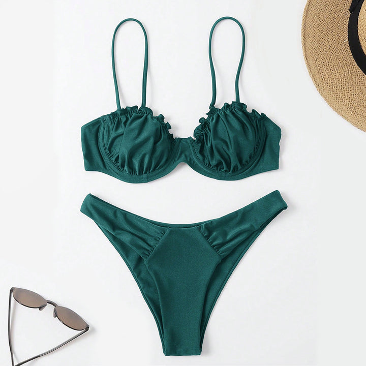 Damen Push-Up-Bikini mit Raffung und verstellbaren Trägern Drune