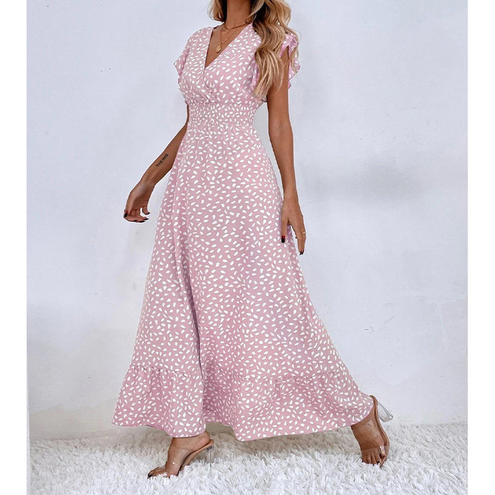Damen Maxikleid mit lässigen Volantärmeln und elegantem Rüschenabschluss Drune