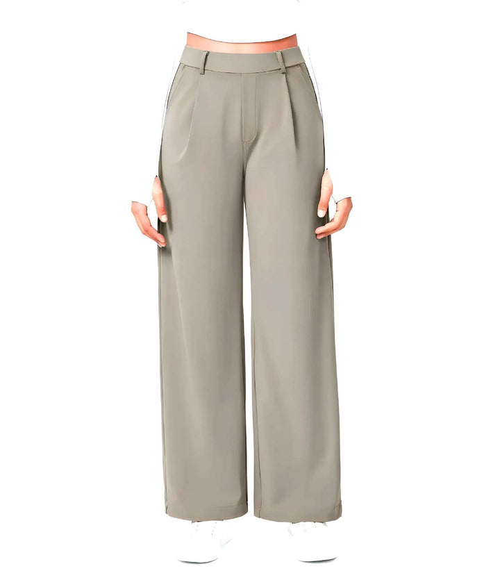 Damen Weite High‑Waist Palazzo‑Hose mit Bundfalten und Eingrifftaschen Drune