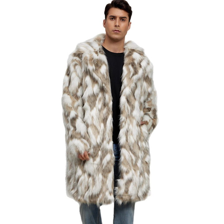 Herren Modischer Kunstpelz-Mantel mit auffälligem Tierdesign Drune